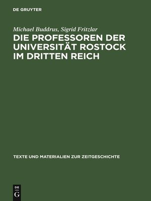 cover image of Die Professoren der Universität Rostock im Dritten Reich